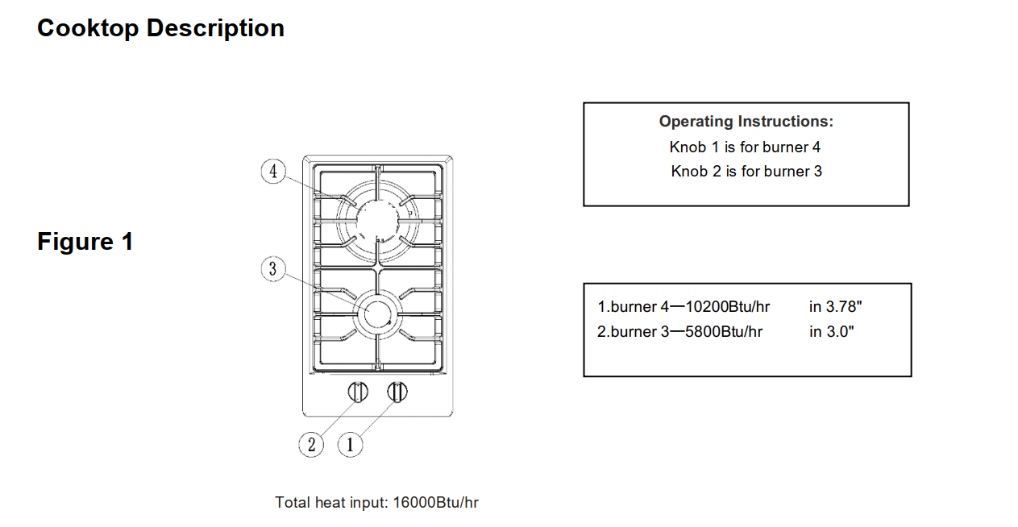 12V RV Gas Cooktop 410-4020 Diagram